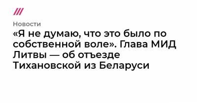 «Я не думаю, что это было по собственной воле». Глава МИД Литвы — об отъезде Тихановской из Беларуси - tvrain.ru - Белоруссия - Литва
