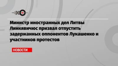 Александр Лукашенко - Сергей Тихановский - Министр иностранных дел Литвы Линкявичюс призвал отпустить задержанных оппонентов Лукашенко и участников протестов - echo.msk.ru - Москва - Литва - Линас