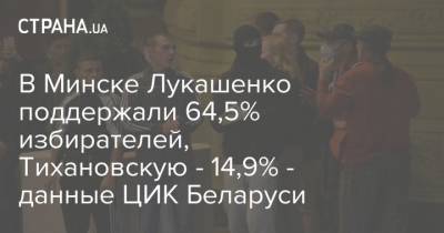 Александр Лукашенко - Светлана Тихановская - В Минске Лукашенко поддержали 64,5% избирателей, Тихановскую - 14,9% - данные ЦИК Беларуси - strana.ua - Украина - Белоруссия - Минск