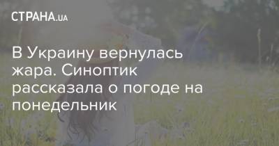 Наталья Диденко - В Украину вернулась жара. Синоптик рассказала о погоде на понедельник - strana.ua - Украина - Киев