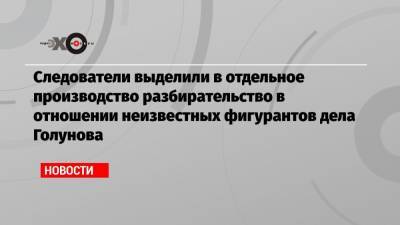 Сергей Бадамшин - Игорь Ляховец - Следователи выделили в отдельное производство разбирательство в отношении неизвестных фигурантов дела Голунова - echo.msk.ru