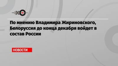 Владимир Жириновский - А.Лукашенко - По мнению Владимира Жириновского, Белоруссия до конца декабря войдет в состав России - echo.msk.ru - Москва - Россия - Белоруссия