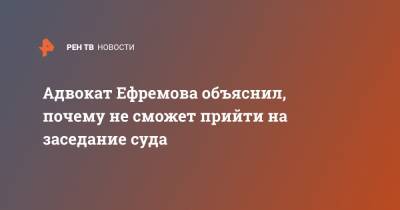 Михаил Ефремов - Эльман Пашаев - Адвокат Ефремова объяснил, почему не сможет прийти на заседание суда - ren.tv - Россия