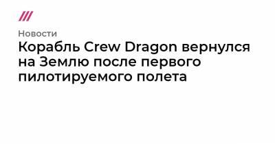 Роберт Бенкен - Корабль Crew Dragon вернулся на Землю после первого пилотируемого полета - tvrain.ru - США - Казахстан - Байконур - шт.Флорида
