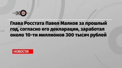 Павел Малков - Глава Росстата Павел Малков за прошлый год, согласно его декларации, заработал около 10-ти миллионов 300 тысяч рублей - echo.msk.ru