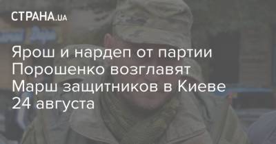 Дмитрий Ярош - Михаил Забродский - Ярош и нардеп от партии Порошенко возглавят Марш защитников в Киеве 24 августа - strana.ua - Украина - Киев