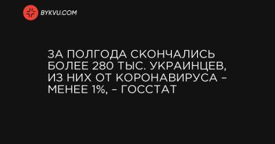 За полгода скончались более 280 тыс. украинцев, из них от коронавируса – менее 1%, – Госстат - bykvu.com - Украина