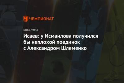 Магомед Исмаилов - Александр Емельяненко - Александр Шлеменко - Исаев: у Исмаилова получился бы неплохой поединок с Александром Шлеменко - championat.com