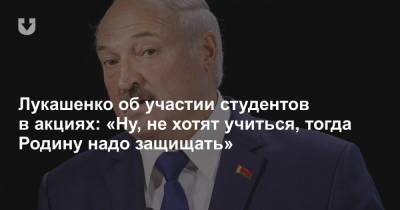Александр Лукашенко - Лукашенко об участии студентов в акциях: «Ну, не хотят учиться, тогда Родину надо защищать» - news.tut.by
