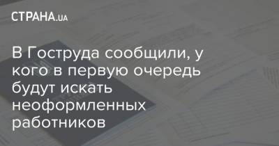 В Гоструда сообщили, у кого в первую очередь будут искать неоформленных работников - strana.ua - Россия - Работники