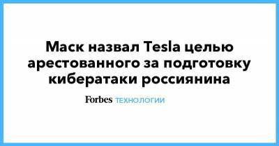 Илон Маск - Маск назвал Tesla целью арестованного за подготовку кибератаки россиянина - smartmoney.one - США