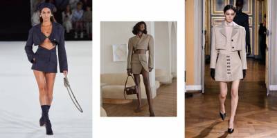 Укороченный блейзер и мини-юбка – модный комплект осени - skuke.net
