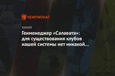 Александр Курносов - Генменеджер «Салавата»: для существования клубов нашей системы нет никакой угрозы - championat.com