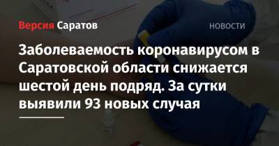 Заболеваемость коронавирусом в Саратовской области снижается шестой день подряд. За сутки выявили 93 новых случая - nversia.ru - Саратовская обл. - Саратов - Аткарск