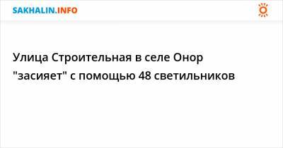 Улица Строительная в селе Онор "засияет" с помощью 48 светильников - sakhalin.info - район Смирныховский