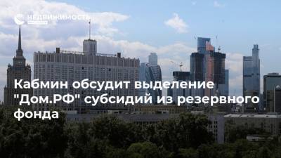 Кабмин обсудит выделение "Дом.РФ" субсидий из резервного фонда - realty.ria.ru - Москва - Россия