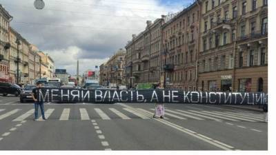 В Петербурге задержали активиста за растянутый на Невском протестный баннер - piter.tv - Санкт-Петербург