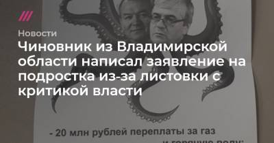 Чиновник из Владимирской области написал заявление на подростка из‑за листовки с критикой власти - tvrain.ru - Владимирская обл.