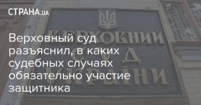 Верховный суд разъяснил, в каких судебных случаях обязательно участие защитника - strana.ua - Украина - Защитник