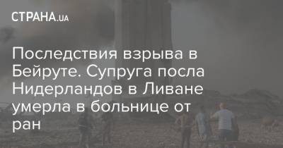 Последствия взрыва в Бейруте. Супруга посла Нидерландов в Ливане умерла в больнице от ран - strana.ua - Украина - Голландия - Ливан - Бейрут - Бейрут - Посол