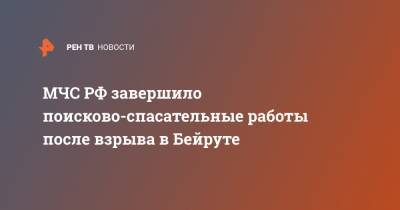 МЧС РФ завершило поисково-спасательные работы после взрыва в Бейруте - ren.tv - Россия - Ливан - Бейрут - Бейрут