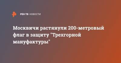 Москвичи растянули 200-метровый флаг в защиту "Трехгорной мануфактуры" - ren.tv - Москва