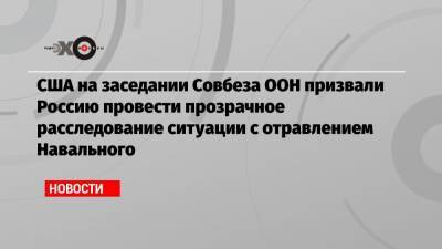 Алексей Навальный - Василий Небензя - США на заседании Совбеза ООН призвали Россию провести прозрачное расследование ситуации с отравлением Навального - echo.msk.ru - Москва - Россия - США - Англия - Бельгия - Германия - Эстония