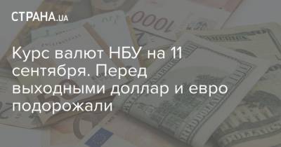 Курс валют НБУ на 11 сентября. Перед выходными доллар и евро подорожали - strana.ua