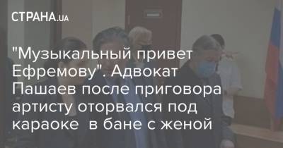 Эльман Пашаев - "Музыкальный привет Ефремову". Адвокат Пашаев после приговора артисту оторвался под караоке в бане с женой - strana.ua - Россия - Украина - Ефремов