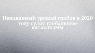 Невиданный урожай грибов в 2020 году сулит глобальные катаклизмы - chelny-izvest.ru - Россия