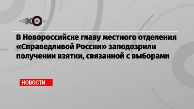 В Новороссийске главу местного отделения «Справедливой России» заподозрили получении взятки, связанной с выборами - echo.msk.ru - Россия - Новороссийск