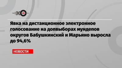 Явка на дистанционное электронное голосование на допвыборах мундепов округов Бабушкинский и Марьино выросла до 94,6% - echo.msk.ru - Марьино
