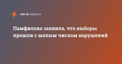 Элла Памфилова - Памфилова заявила, что выборы прошли с малым числом нарушений - ren.tv - Россия - респ. Татарстан