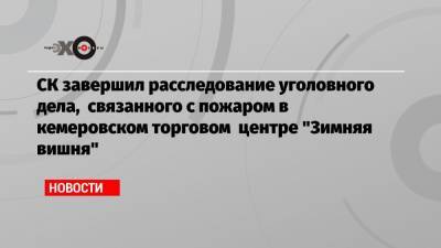 Вячеслав Вишневский - СК завершил расследование уголовного дела, связанного с пожаром в кемеровском торговом центре «Зимняя вишня» - echo.msk.ru - Кемерово