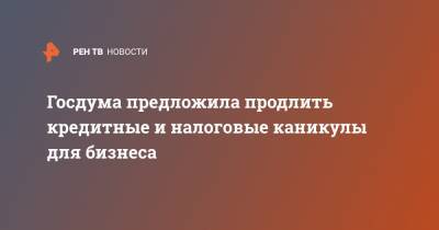 Госдума предложила продлить кредитные и налоговые каникулы для бизнеса - ren.tv