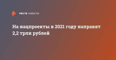 На нацпроекты в 2021 году направят 2,2 трлн рублей - ren.tv - Россия