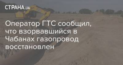 Оператор ГТС сообщил, что взорвавшийся в Чабанах газопровод восстановлен - strana.ua