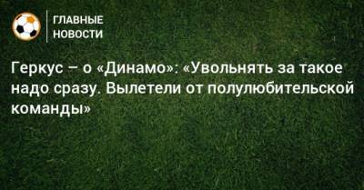 Илья Геркус - Геркус – о «Динамо»: «Увольнять за такое надо сразу. Вылетели от полулюбительской команды» - bombardir.ru