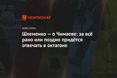 Александр Шлеменко - Хамзат Чимаев - Шлеменко — о Чимаеве: за всё рано или поздно придётся отвечать в октагоне - championat.com - Россия - Швеция