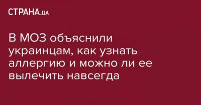 В МОЗ объяснили украинцам, как узнать аллергию и можно ли ее вылечить навсегда - strana.ua - Москва - Россия - Украина