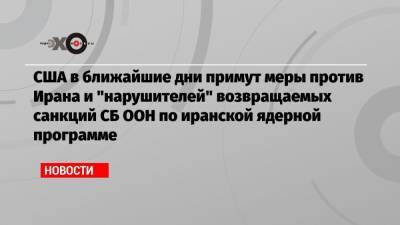 Майкл Помпео - США в ближайшие дни примут меры против Ирана и «нарушителей» возвращаемых санкций СБ ООН по иранской ядерной программе - echo.msk.ru - США - Иран