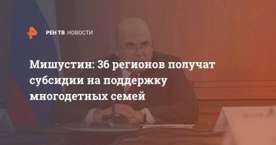 Михаил Мишустин - Мишустин: 36 регионов получат субсидии на поддержку многодетных семей - ren.tv - Россия