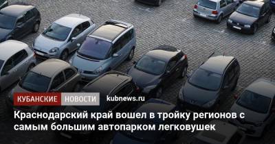Краснодарский край вошел в тройку регионов с самым большим автопарком - kubnews.ru - Москва - Россия - Санкт-Петербург - Краснодарский край - Московская обл. - Свердловская обл.