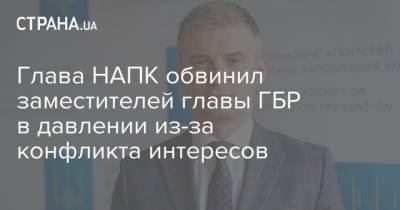 Александр Новиков - Глава НАПК обвинил заместителей главы ГБР в давлении из-за конфликта интересов - strana.ua - Украина