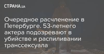 Очередное расчленение в Петербурге. 53-летнего актера подозревают в убийстве и распиливании транссексуала - strana.ua - Москва - Россия - Ленинградская обл. - Санкт-Петербург - Таджикистан