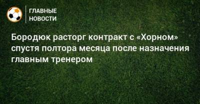 Александр Бородюк - Бородюк расторг контракт с «Хорном» спустя полтора месяца после назначения главным тренером - bombardir.ru