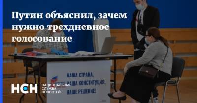 Владимир Путин - Элла Памфилова - Путин объяснил, зачем нужно трехдневное голосование - nsn.fm - Россия