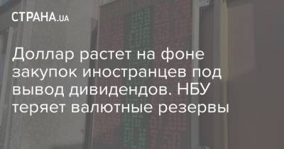 Доллар растет на фоне закупок иностранцев под вывод дивидендов. НБУ теряет валютные резервы - strana.ua