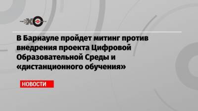 В Барнауле пройдет митинг против внедрения проекта Цифровой Образовательной Среды и «дистанционного обучения» - echo.msk.ru - Барнаул - Алтайский край