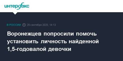 Воронежцев попросили помочь установить личность найденной 1,5-годовалой девочки - interfax.ru - Москва - Россия - Воронеж
